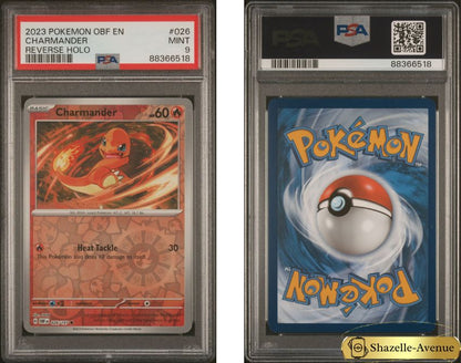 2023 POKEMON OBF EN-OBSIDIAN FLAMES 026 CHARMANDER REVERSE HOLO PSA 9