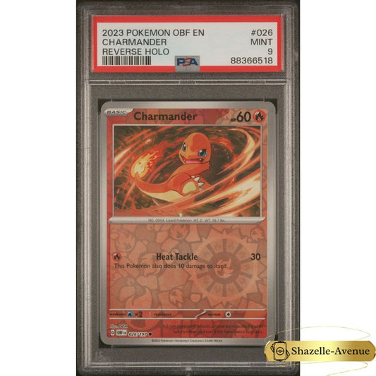 2023 POKEMON OBF EN-OBSIDIAN FLAMES 026 CHARMANDER REVERSE HOLO PSA 9